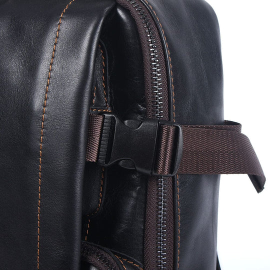 Theo | Black Leather Laptop Backpack