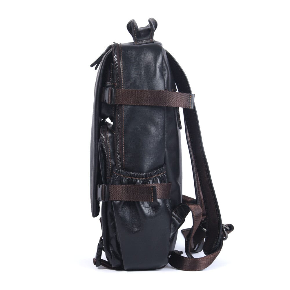 Theo | Black Leather Laptop Backpack