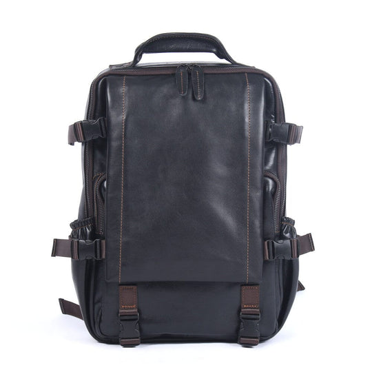 Theo | Black Leather Laptop Backpack