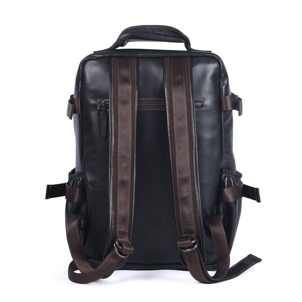Theo | Black Leather Laptop Backpack