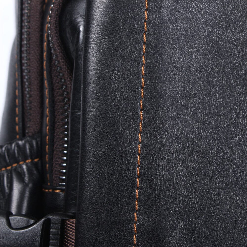 Theo | Black Leather Laptop Backpack