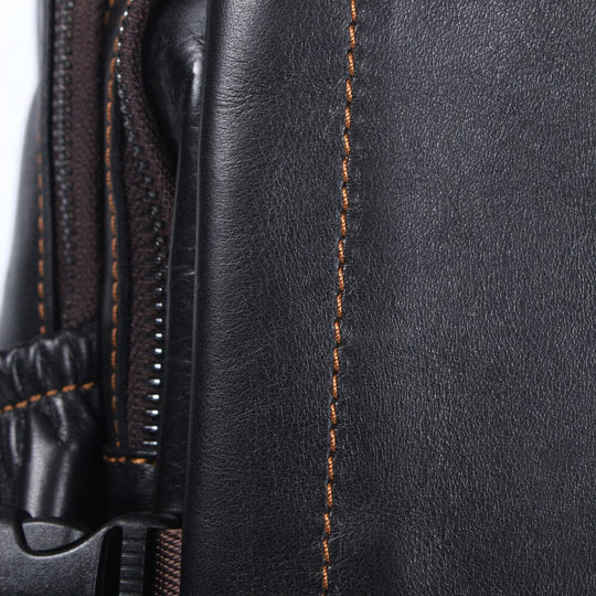 Theo | Black Leather Laptop Backpack