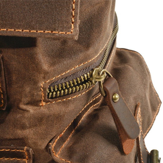 Kaelen | Vintage Backpack in Waxed Canvas & Leather