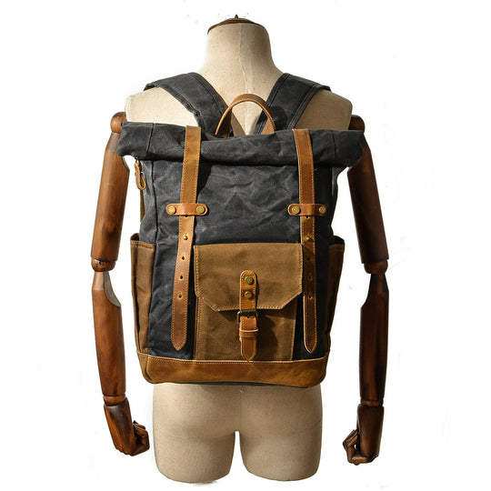 Svala | Vintage Waxed Canvas Rolltop Backpack