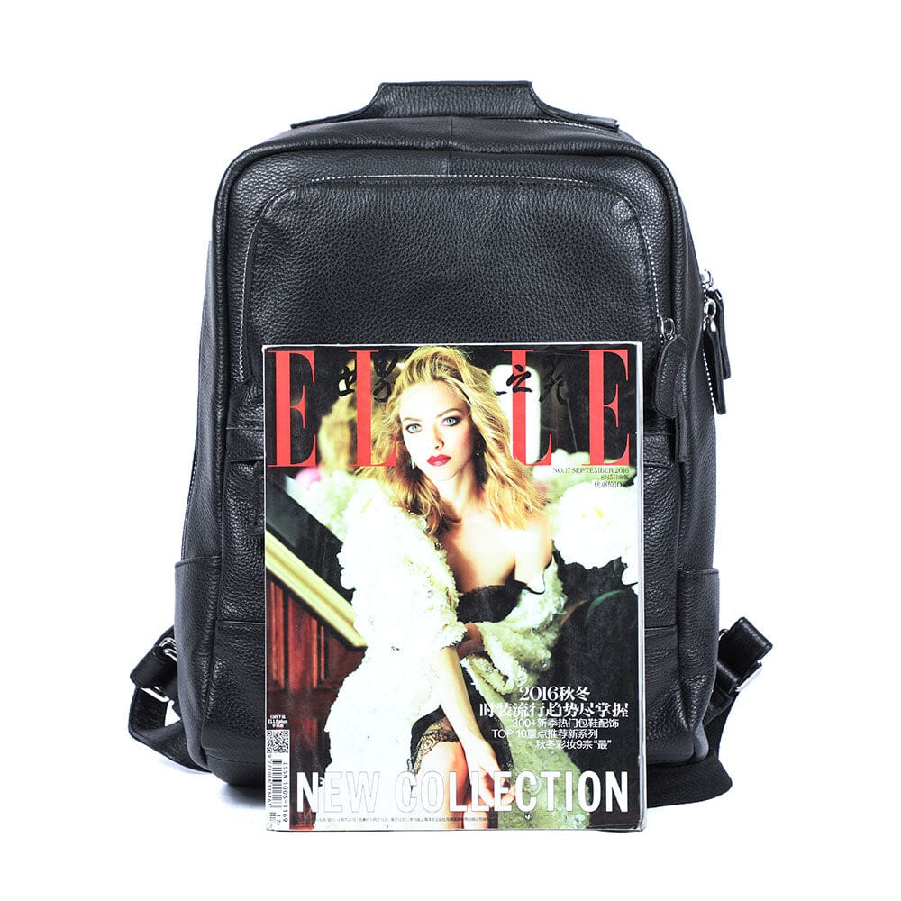 Niko | Black Leather Laptop Backpack