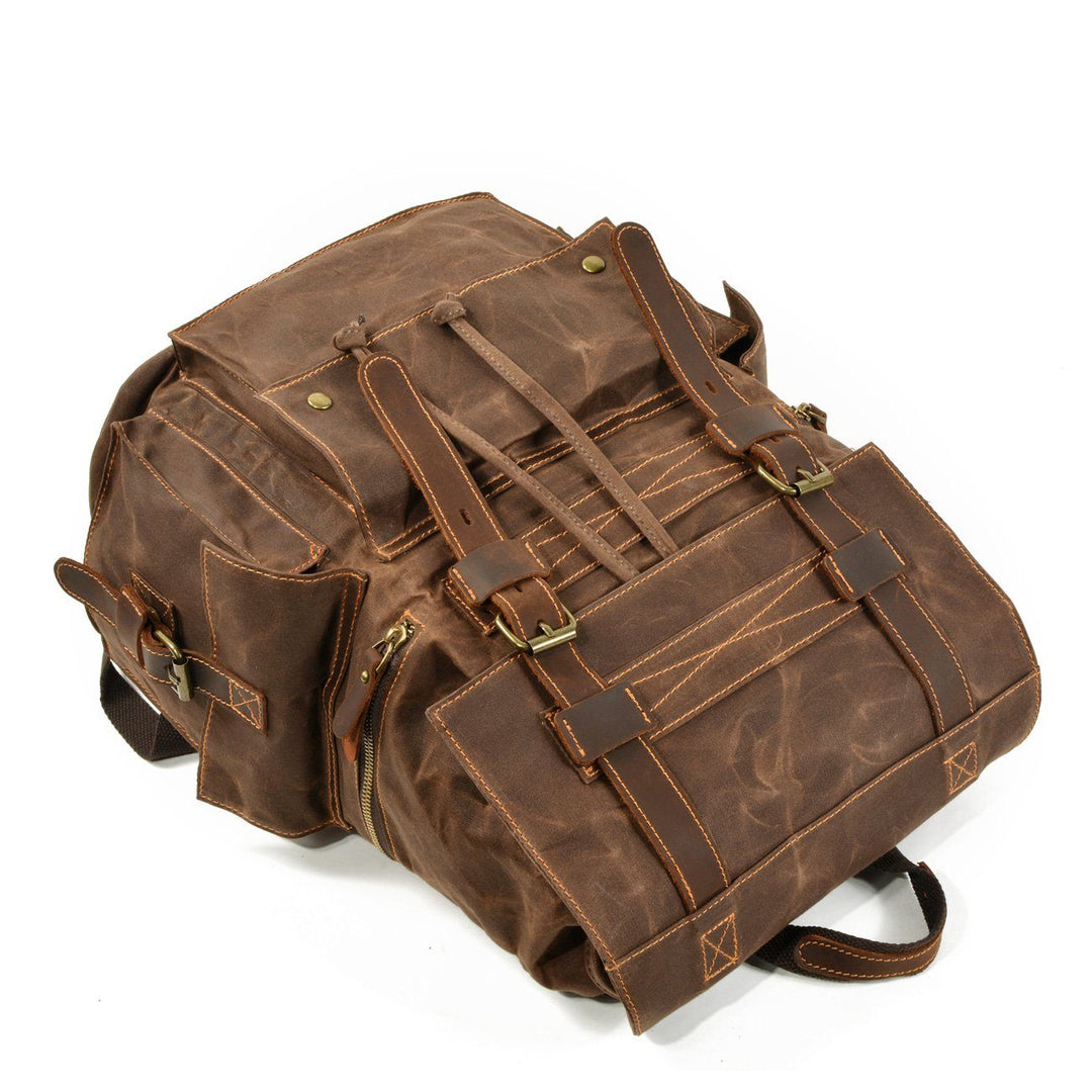 Kaelen | Vintage Backpack in Waxed Canvas & Leather