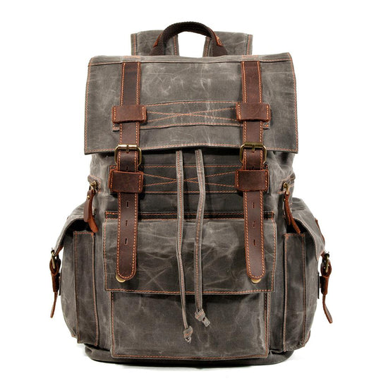 Kaelen | Vintage Backpack in Waxed Canvas & Leather