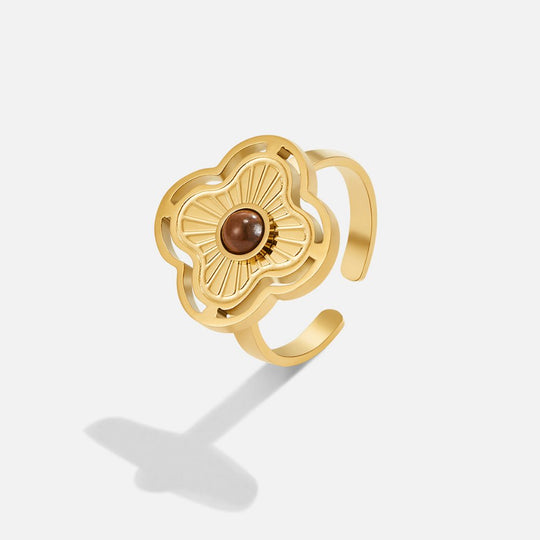 Gold Floral Open Ring