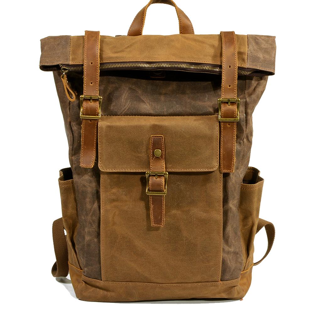 Eryndor | Two-tone Backpack in Waxed Canvas and Leather