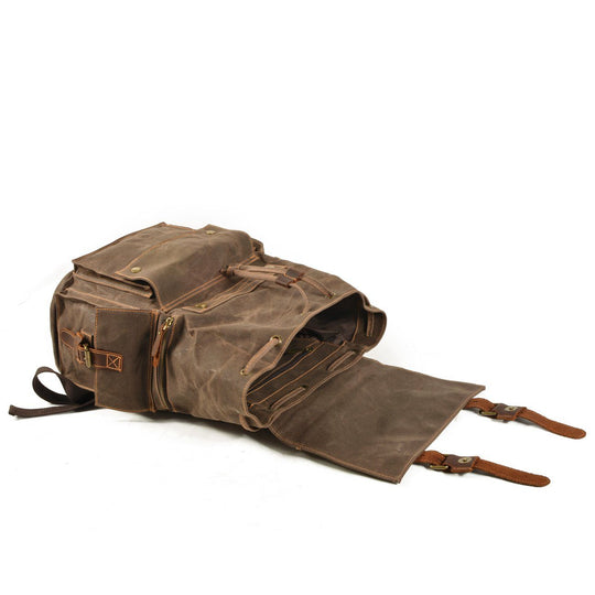 Kaelen | Vintage Backpack in Waxed Canvas & Leather