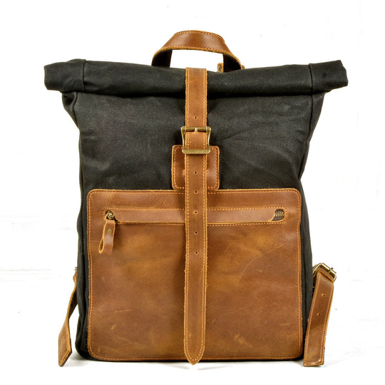 Halden | Vintage Canvas and Leather Rolltop Backpack