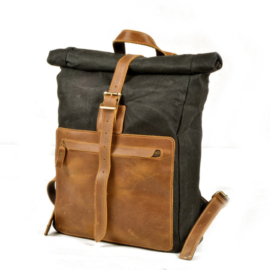 Halden | Vintage Canvas and Leather Rolltop Backpack