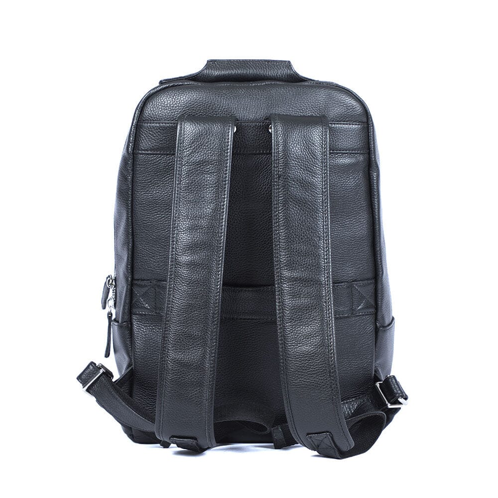 Niko | Black Leather Laptop Backpack