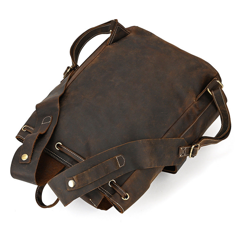 Mira | Vintage Leather Backpack with Drawstring Closure