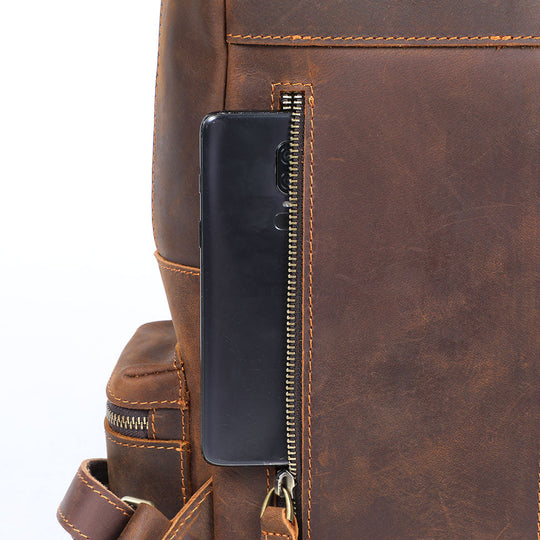 Navi | Vintage Leather Backpack with Zipper