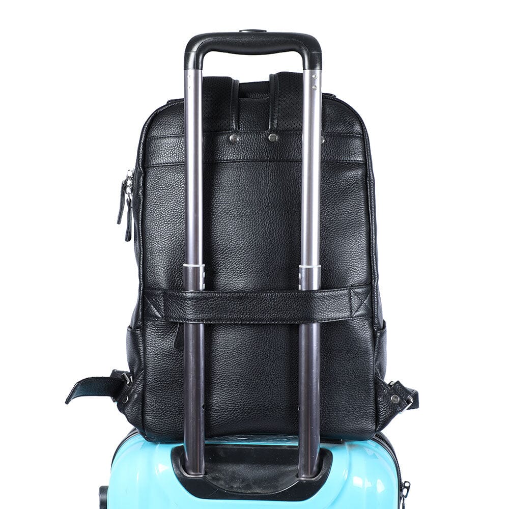 Niko | Black Leather Laptop Backpack