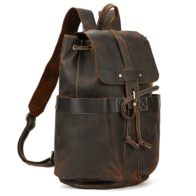 Mira | Vintage Leather Backpack with Drawstring Closure